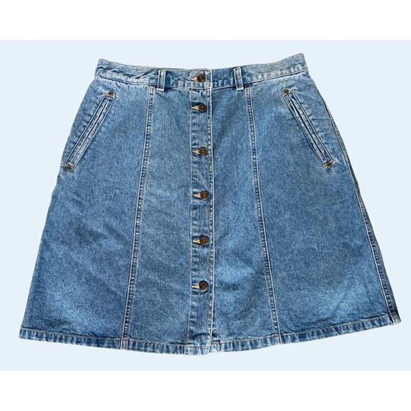 Vintage Liz Wear /  Liz Claiborne 80s / 90s Button Front Denim Skirt Sz 29 - Picture 2 of 8